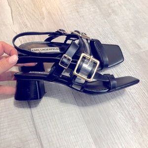 Black strapy 2” block heels.